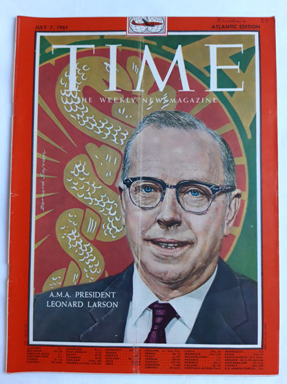 Time magazine A.M.A. President Leonard Larson 07.07.1961 Juli 1961