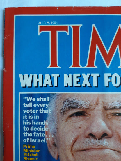 Time magazine What Next for Israel? Prime Minister Yitzhak Shamir Opposition Leader Shimon Peres Europe Compromises 09.07.1984 Juli 1984 No.28